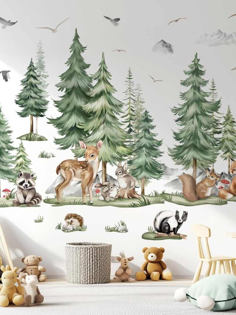 Pine Tree Mountain Woodland Animal Fox Wall Decals Stickers XL